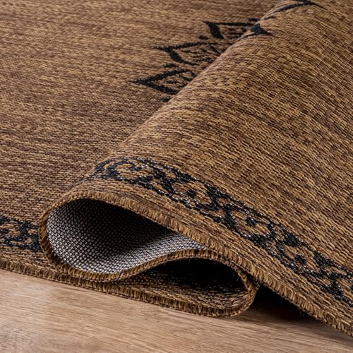 Outdoor Rug 5x7 Medallion Gold Modern Area Rugs for Indoor and Outdoor Patios Kitchen and Hallway Mats Washable Porch Deck Outside Carpet (35 Sq Ft)