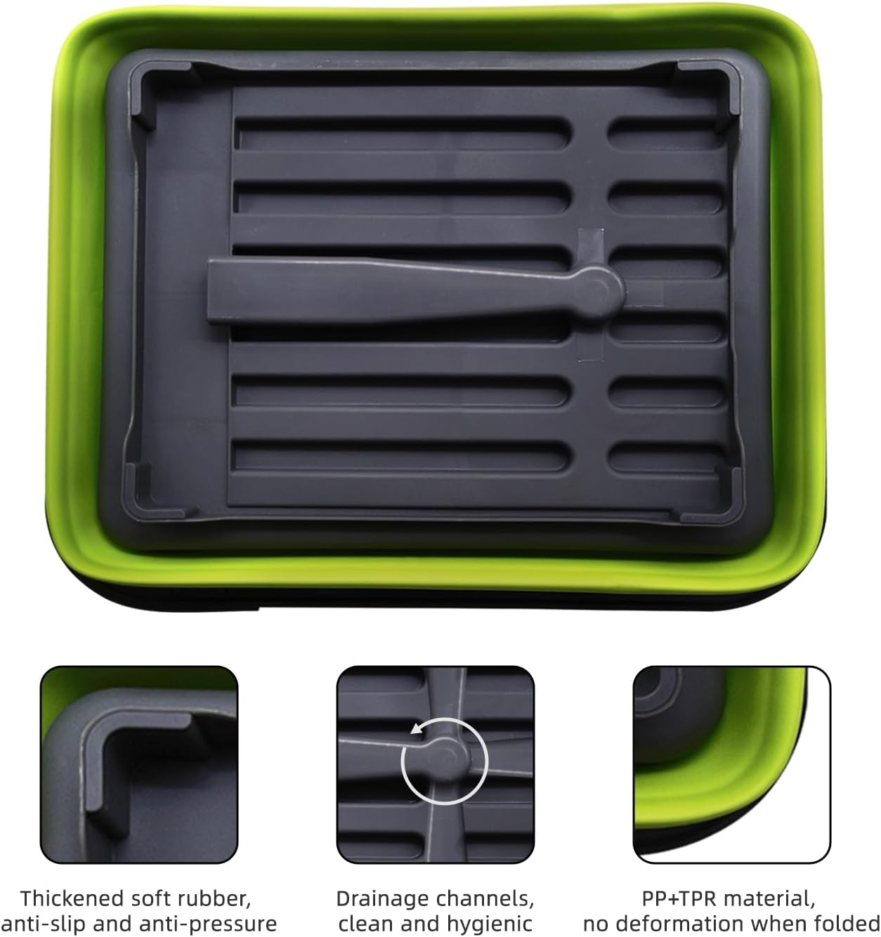 THANSTAR Collapsible Dish Drying Rack for RV Campers Portable Dinnerware Drainer Organizer for Kitchen Travel Trailer-Green