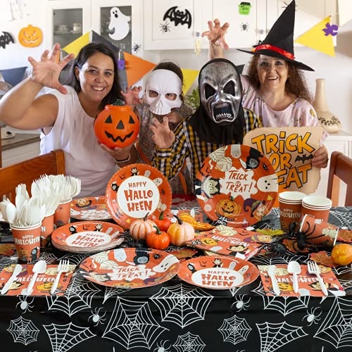 Halloween Tablecloth Plastic Black Spider Web Disposable Table Covr (4 Count)