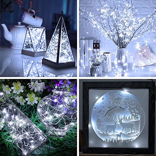 16 Pack Fairy Lights Battery Operated 7ft 20 LED String Lights Mini Twinkle Lights Silver Wire Firefly Starry Lights for DIY Mason Jar Wedding Centerpiece Table Party Christmas Decorations (16 Count)