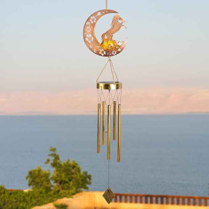 Moon Horsebird Wind Chime Outdoor, Handcrafted Metal Garden Wind Chimes with Horse & Bird Charms, Melodic Wind Bells for Patio Porch Decor, Weatherproof Gift for Equestrian & Nature Lovers