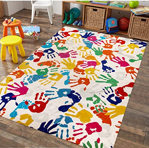 Handprints and Footprints Large Kids Rug 5'x7'