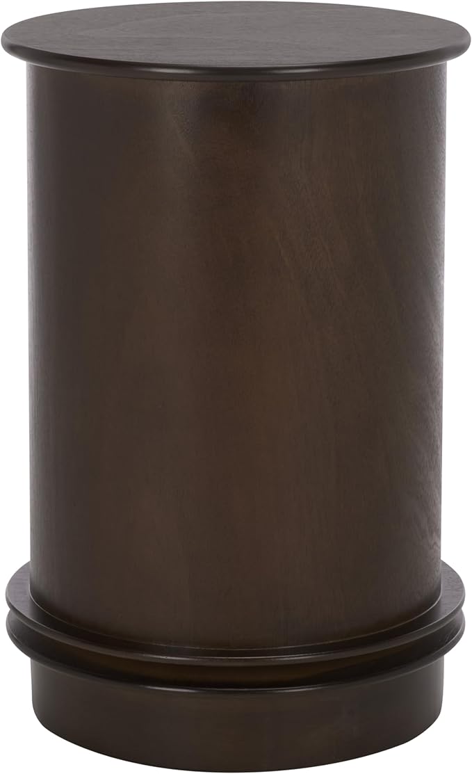SAFAVIEH Home Collection – Tabitha Dark Chocolate Accent Table, Round Swivel Side Table with 1 Drawer & Interior Cabinet Storage, Classic Pedestal Design, Fully Assembled (AMH5712F)