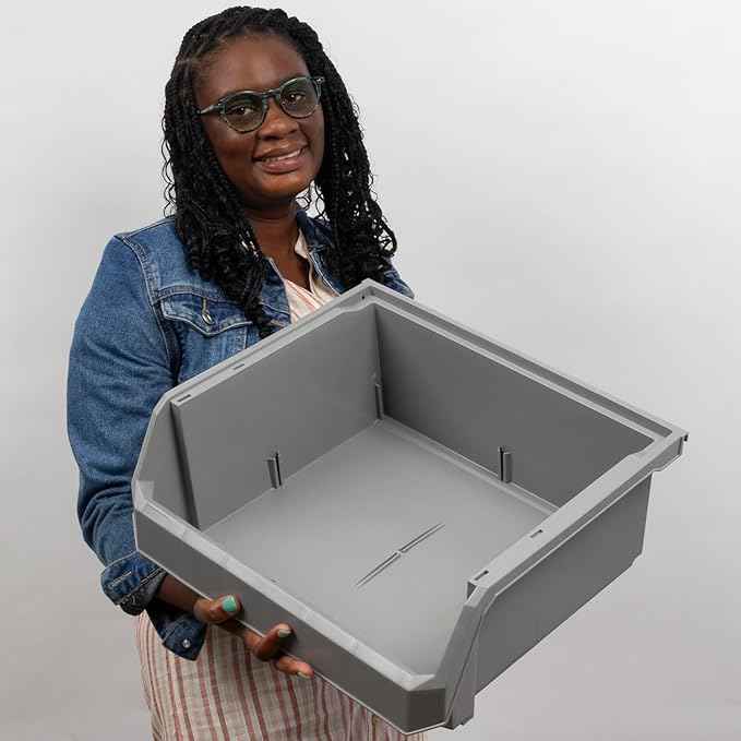 Plastic Containers for Organizing and Storage Bins for Closet, Kitchen, Office, Garage or Pantry Organization, Stackable Bins, Extra Large (14.8" x 16.5" x 7"), 4-Pack, Clear