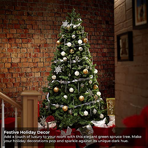 7.5FT Realistic Green Spruce Unlit Artificial Holiday Christmas Tree with Sturdy Metal Stand