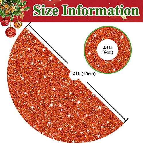 Orange Christmas Tree Skirt 21 Inch Sequined Mini Xmas Tree Mats High