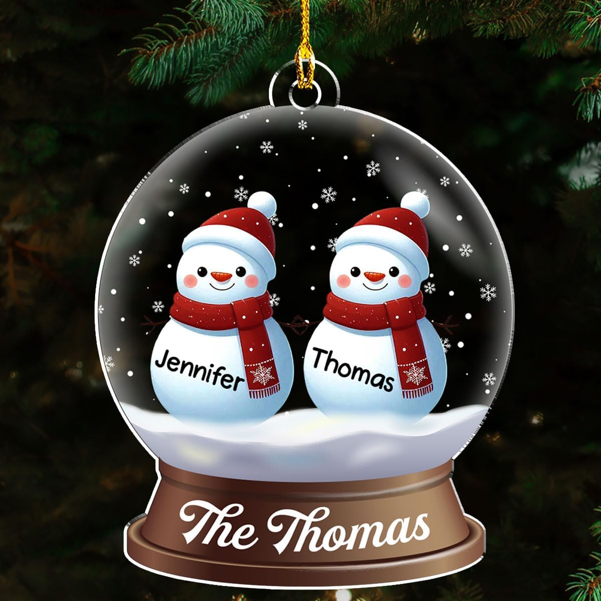 Personalized Family Christmas Acrylic Ornament 2024 - Custom Name Snowman Family Members up to 10 People, Snow Globe Ornament Gifts for Family Tree Decoration (A03, 8 Names)
