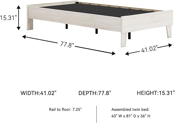 Signature Design by Ashley Socalle Casual Farmhouse Platform Bed Frame, Twin, Natural Beige