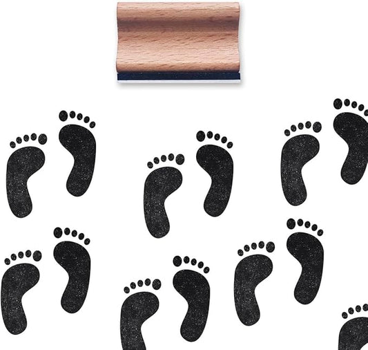Footprint Rubber Stamp, 1-1/3 Medium Stamp for Scrapbooking Card Making Crafting