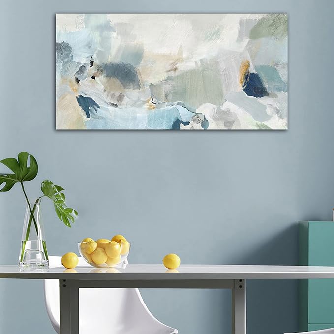 arteWOODS Abstract Canvas Wall Art Teal Abstract Pictures Canvas Painting Modern Bluish Green Canvas Prints Turquoise Artwork Wall Decor for Living Room Bedroom Home Office Wall Decoration 29" x 58"