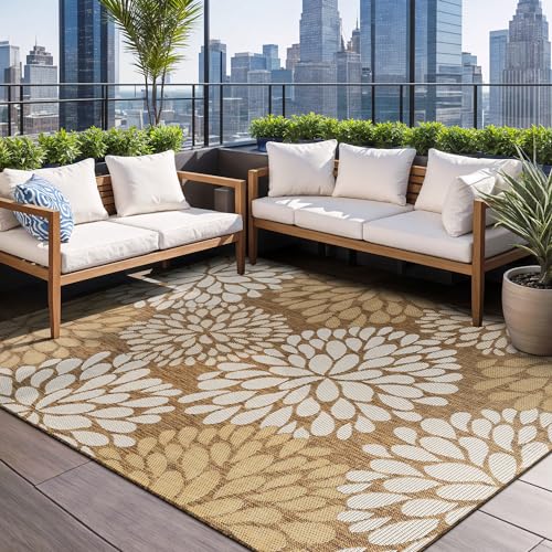 Outdoor Rug 6x9 Modern Exotic Tropical Leaf Area Rugs for Indoor and Outdoor Patio Deck Porch Garden Water Resistant Washable Outside Carpet