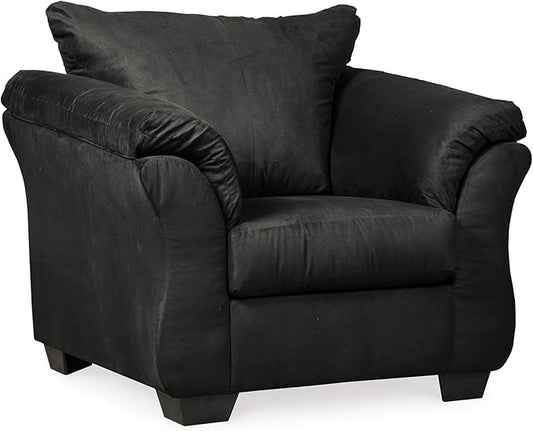 Signature Design by Ashley Darcy Casual Plush Chair, Pillow Top Armrests, Contemporary Style, Loose Seat Cushions, Soft Fabric Upholstery, Flared Arms, Black