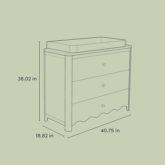 Storkcraft Casablanca 3 Drawer Chest with Removable Changing Topper (Sage) – GREENGUARD Gold Certified Wood Dresser for Baby & Kids, Interlocking Drawer System for Safety