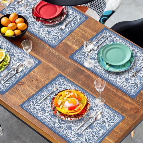 Blue Floral Boho Placemats Set of 4
