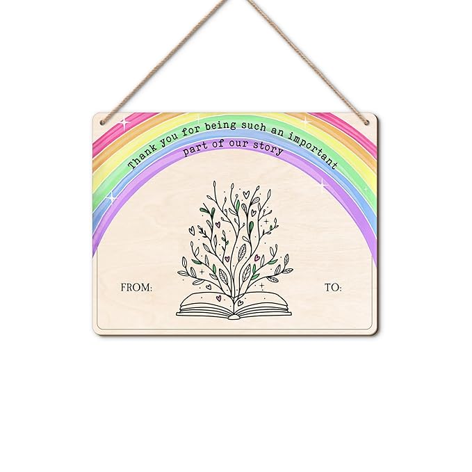 DIY Floral Book Fingerprints Craft Sign Gifts for Daycare PreK Preschool Kindergarten Teachers, Book Flowers Fingerprint Craft Teacher Appreciation Keepsake, End of Year Teacher Gift from Kid Students