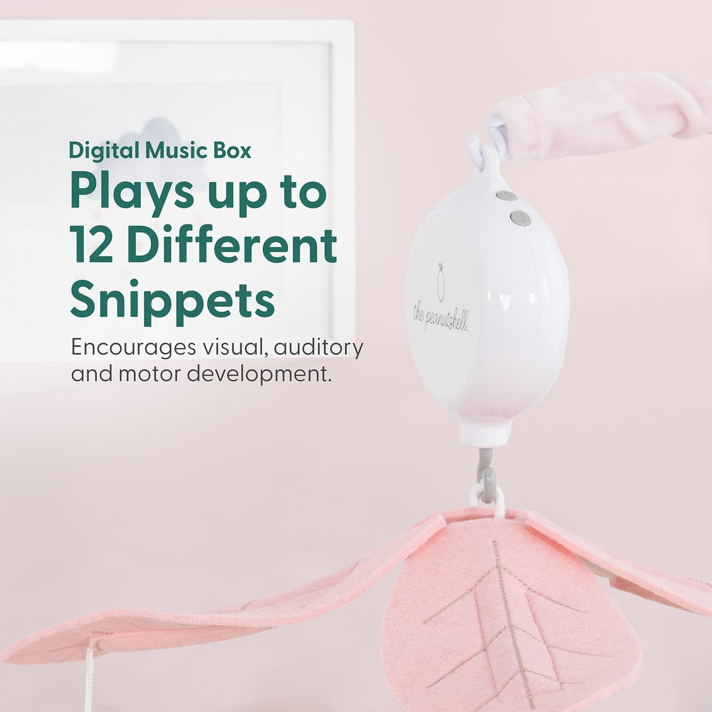 The Peanutshell Crib Mobile for Girls - Pink and White Musical Baby Crib Mobile with 12 Lullabies, Forest Baby Little Forest Nursery Decor