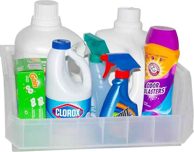 Plastic Containers for Organizing and Storage Bins for Closet, Kitchen, Office, Garage or Pantry Organization, Stackable Bins, Extra Large (14.8" x 16.5" x 7"), 4-Pack, Clear