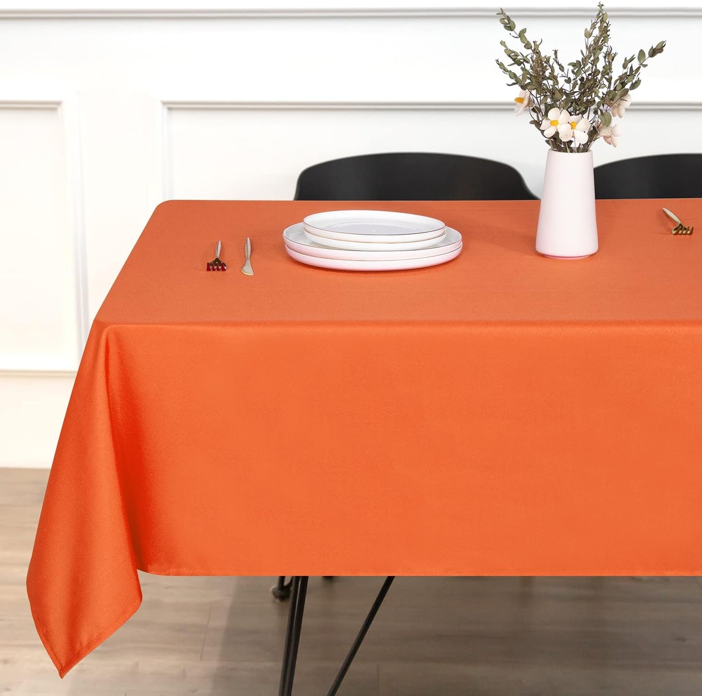 sancua Rectangle Tablecloth - 70 x 120 Inch - Stain and Wrinkle Resistant Washable Polyester Table Cloth, Decorative Fabric Table Cover for Dining Tables, Buffet Parties and Camping, Orange