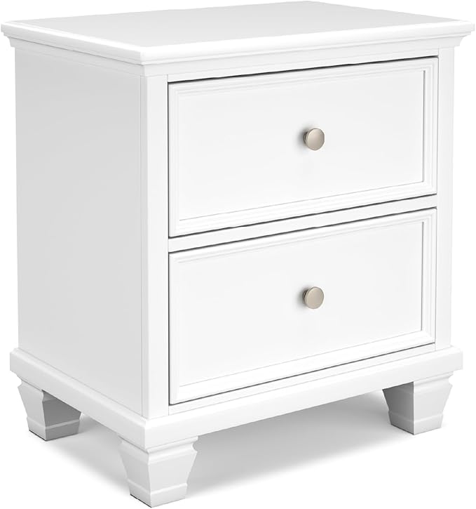 Signature Design by Ashley Fortman Traditional 2 Drawer Night Stand, White