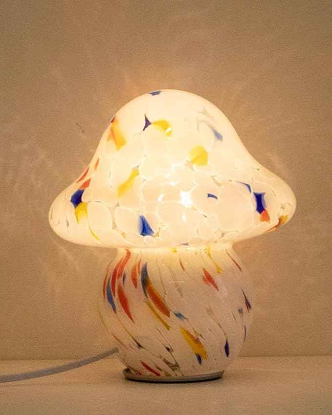 Mushroom Lamp for Bedroom,Mid Century Modern Lamp for Nightstand, Dimmable Retro Egg Tart Bedside Small Lamps,Unique Home Mushroom Decor Aesthetic Cute Table Lamps for Living Room