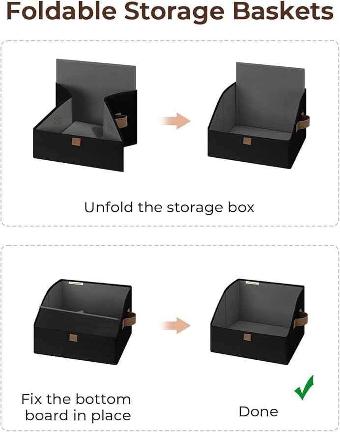 StorageWorks Closet Storage Bins, Trapezoid Organizer Box for Shelves, Fabric Clothes Bin, Foldable Organizing Baskets with Handles, Small, Black, 3-Pack