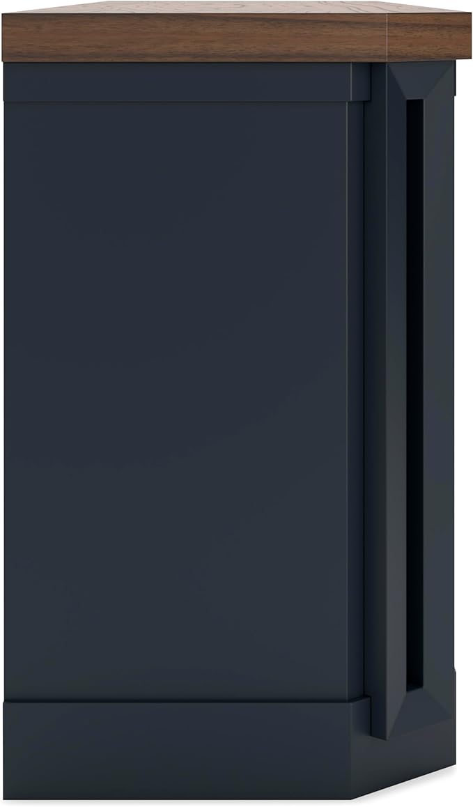 Signature Design by Ashley Landocken Contemporary 83" TV Stand with Electric Fireplace for TVs up to 95", Blue & Light Brown