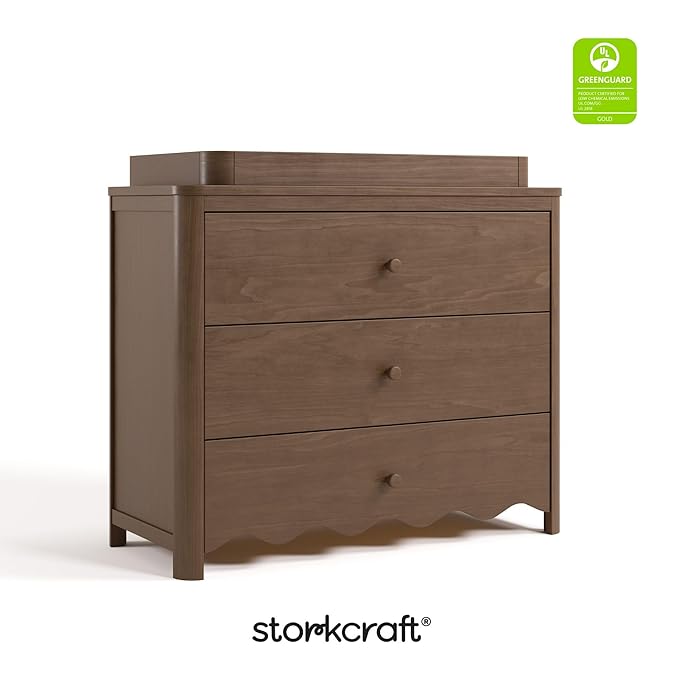 Storkcraft Casablanca 3 Drawer Chest with Removable Changing Topper (Hazelnut) – GREENGUARD Gold Certified Wood Dresser for Baby & Kids, Interlocking Drawer System for Safety