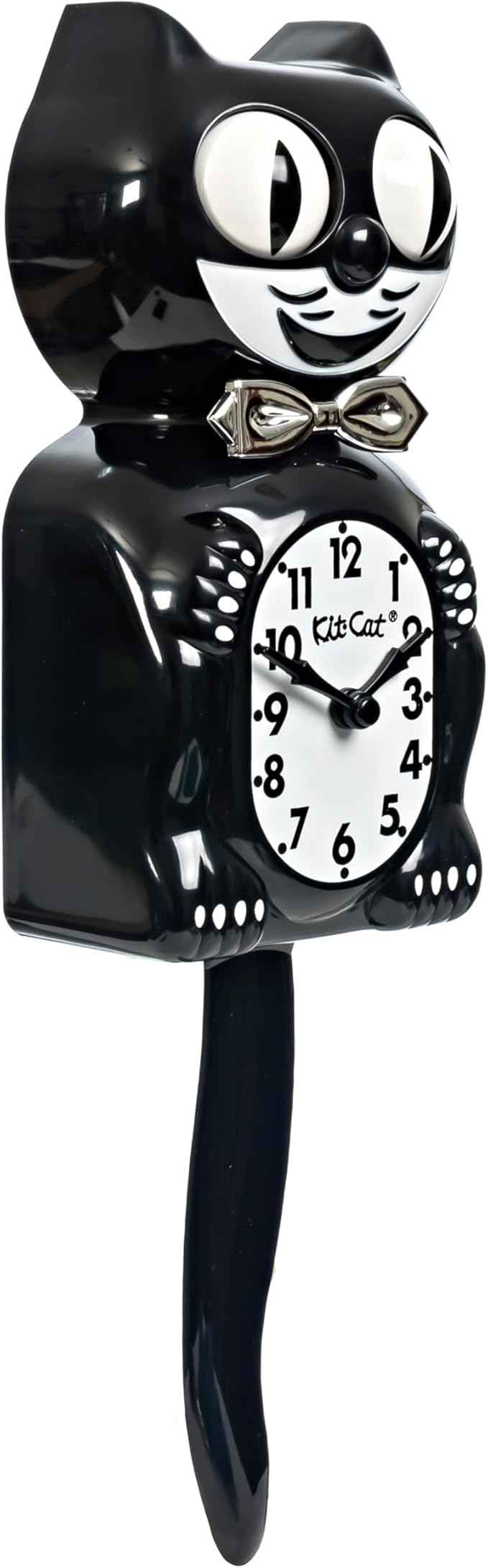 Kit-Cat Tuxedo Clock, Limited Edition Anniversary, Black with Chrome Bow Tie, Classic Moving Eyes and Tail