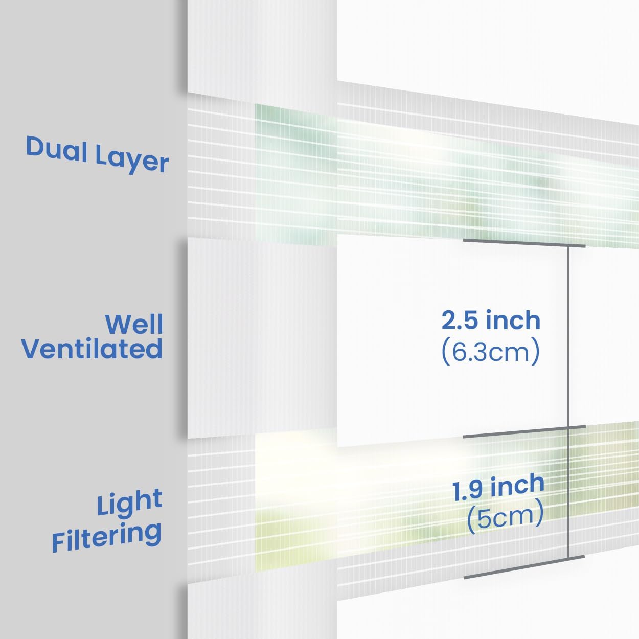 Foiresoft Standard Zebra Roller Blinds for Windows [W50 x H64 Inch, White, Basic], Light Filtering Dual Layer Shades for Bedroom, Living Room, Office, 13 Colors