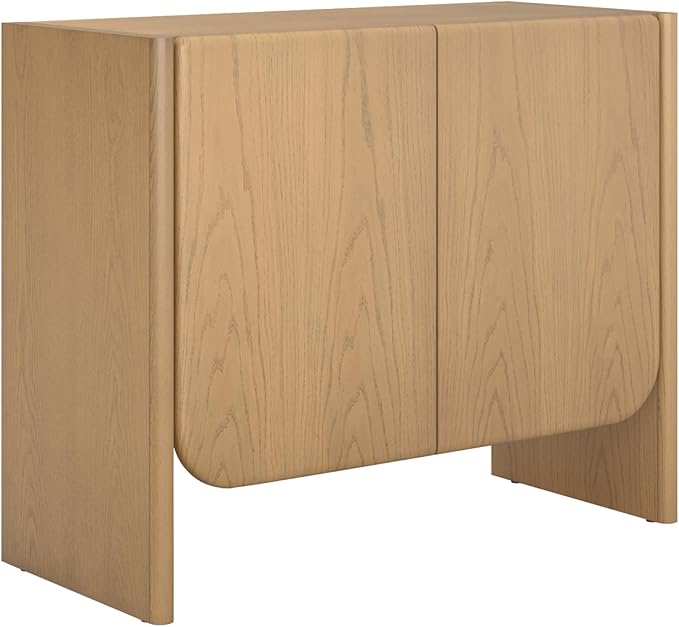Nathan James Jacala Mid Century Modern Entryway Storage Cabinet with Doors, Living Room Accent Cabinet with Wood Frame, Raw Oak
