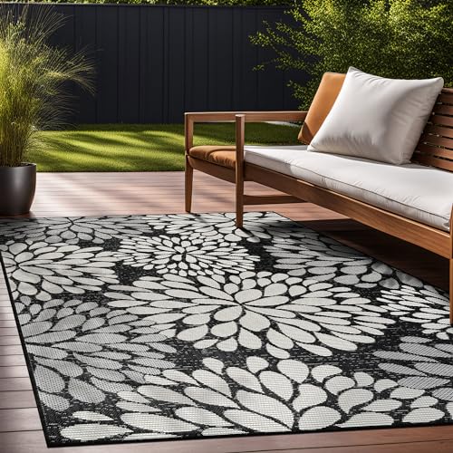 Outdoor Rug 6x9 Modern Exotic Tropical Leaf Area Rugs for Indoor and Outdoor Patio Deck Porch Garden Water Resistant Washable Outside Carpet (58.5 Sq Ft)