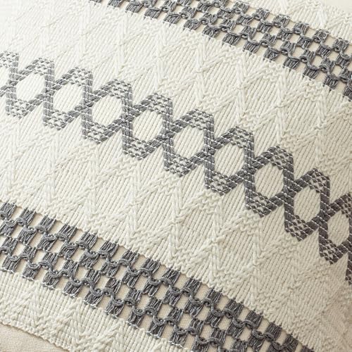 Set of 2 Gray Boho Decorative Pillow Covers 18x18 Inch