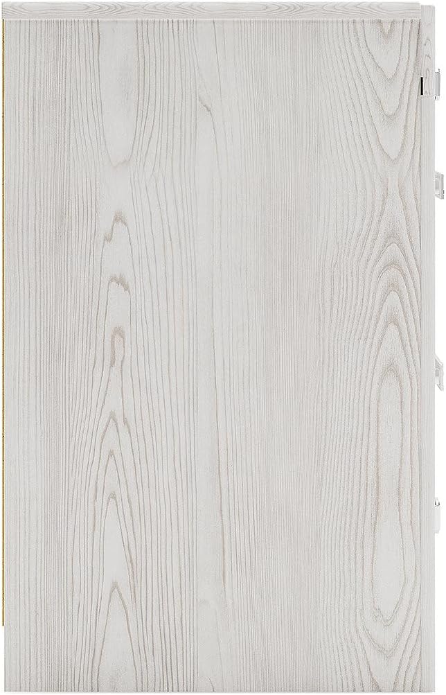 Signature Design by Ashley Altyra Contemporary Nightstand with 2 Storage Drawers, USB and Wireless Charging, Chrome-Tone Handles, Wood, 24.41" High, White