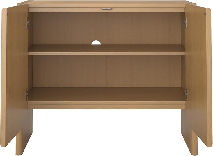 Nathan James Jacala Mid Century Modern Entryway Storage Cabinet with Doors, Living Room Accent Cabinet with Wood Frame, Raw Oak