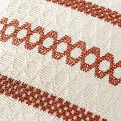 Set of 2 Fall Burnt Orange Decorative Pillow Covers 20x20 (2 Count)