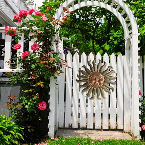 28" Sun Metal Wall Art Outdoor Decor