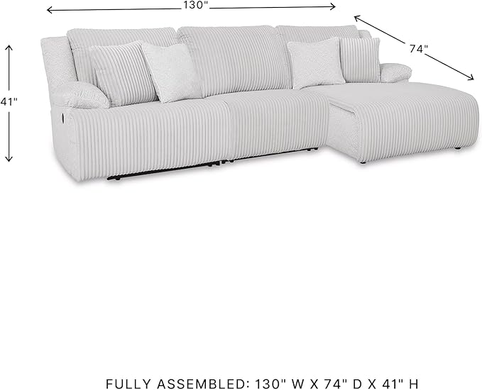 Signature Design by Ashley Top Tier Casual L-Shaped 3-Piece Reclining Sectional Sofa with Pillow-Top Armrest and 4 Accent Pillows, Light Gray