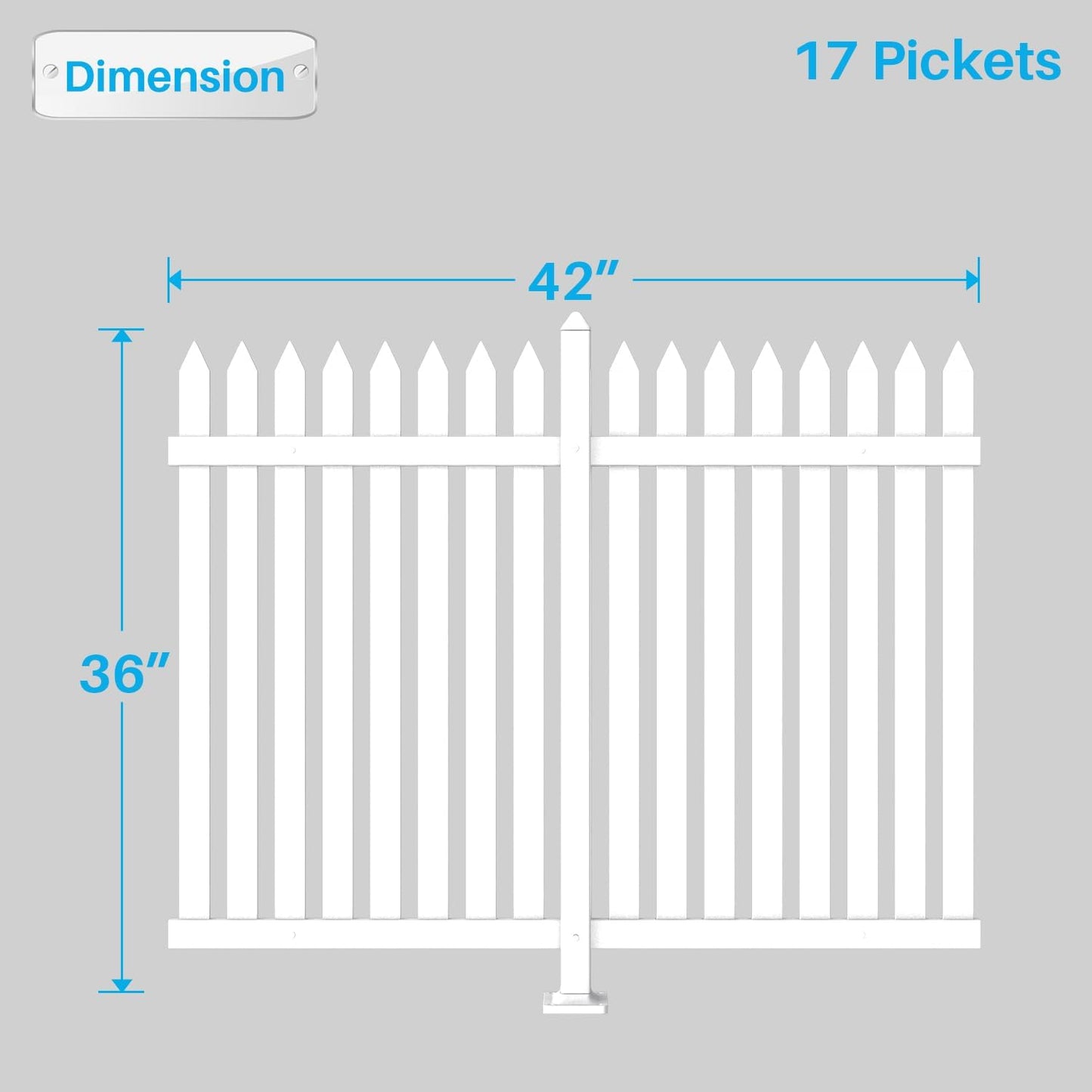Patio 6 Sets Vinyl Picket Fence Panels 36" H x 84" W White PVC Decorative Fence for Front Yard Porch Patio Deck Pool Air Conditioner Fence Safety Dog Fence (34 Pickets, Straight)