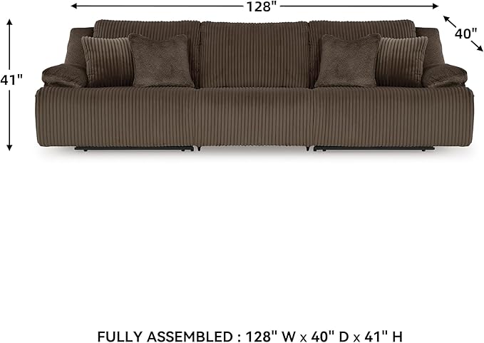 Signature Design by Ashley Top Tier Modern 3-Piece Reclining Sectional Sofa with 4 Accent Pillows, Dark Brown