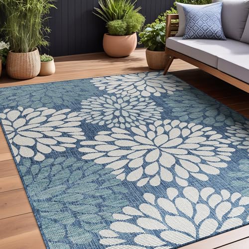 Outdoor Rug 6x9 Modern Exotic Tropical Leaf Area Rugs for Indoor and Outdoor Patio Deck Porch Garden Water Resistant Washable Outside Carpet