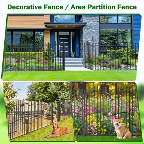 No Dig Garden Fence 48" H x 18'L with Gate Decorative Yard Dog Panels (9.5 Sq Ft)
