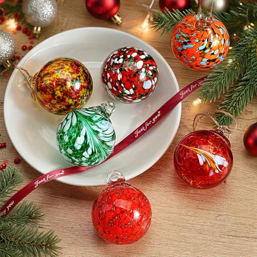 6 Pack Hand Blown Glass Balls Ornaments Hanging Witches Ball Gazing Ball