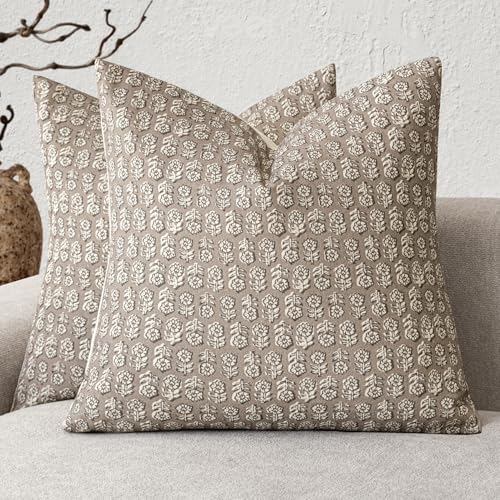 Decorative Floral Print Throw Pillow Covers 20×20 Inch (2 Count)
