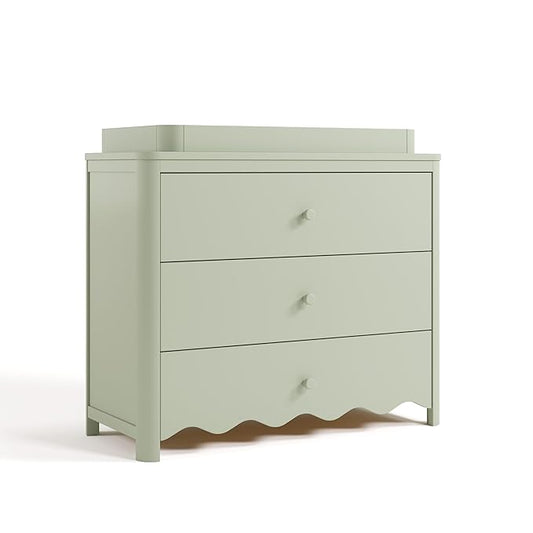 Storkcraft Casablanca 3 Drawer Chest with Removable Changing Topper (Sage) – GREENGUARD Gold Certified Wood Dresser for Baby & Kids, Interlocking Drawer System for Safety