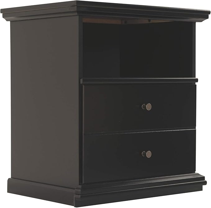 Signature Design by Ashley Maribel Children's Traditional 1 Drawer Nightstand with 1 Storage Cubby, 24.37" Tall, Black