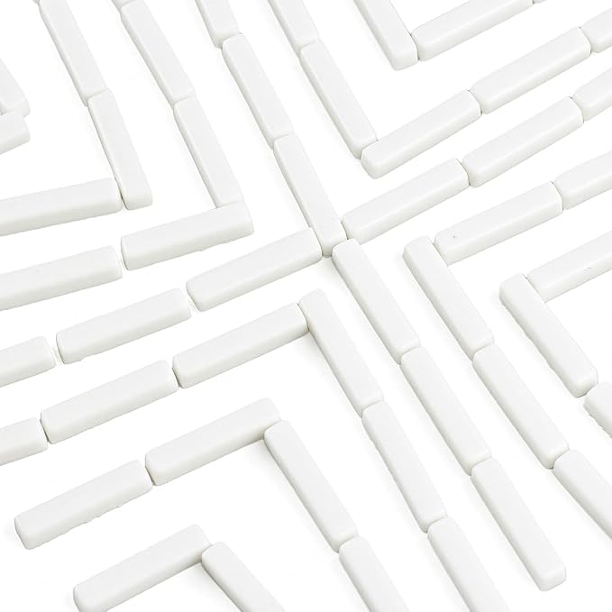 Youway Style White Mosaic Tiles for Crafts Bulk,150g Strips Shapes Mosaic Glass Pieces,Glass Mosaic Garden Craft Kit