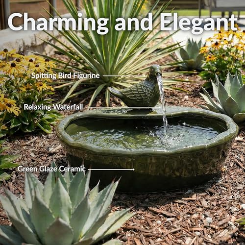 Sunnydaze 7" Ceramic Solar Powered Garden Water Fountain