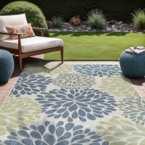 Outdoor Rug 6x9 Modern Exotic Tropical Leaf Area Rugs for Indoor and Outdoor Patio Deck Porch Garden Water Resistant Washable Outside Carpet