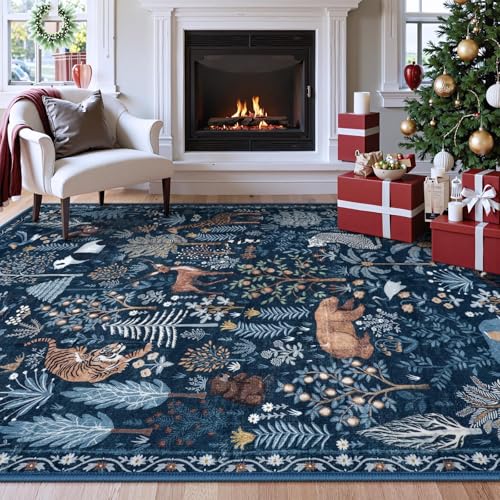 Jungle Print Rugs for Living Room 8x10 Washable Area Rugs for Bedroom