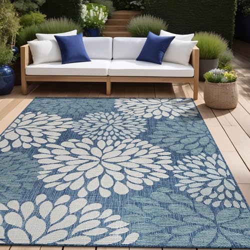 Outdoor Rug 6x9 Modern Exotic Tropical Leaf Area Rugs for Indoor and Outdoor Patio Deck Porch Garden Water Resistant Washable Outside Carpet